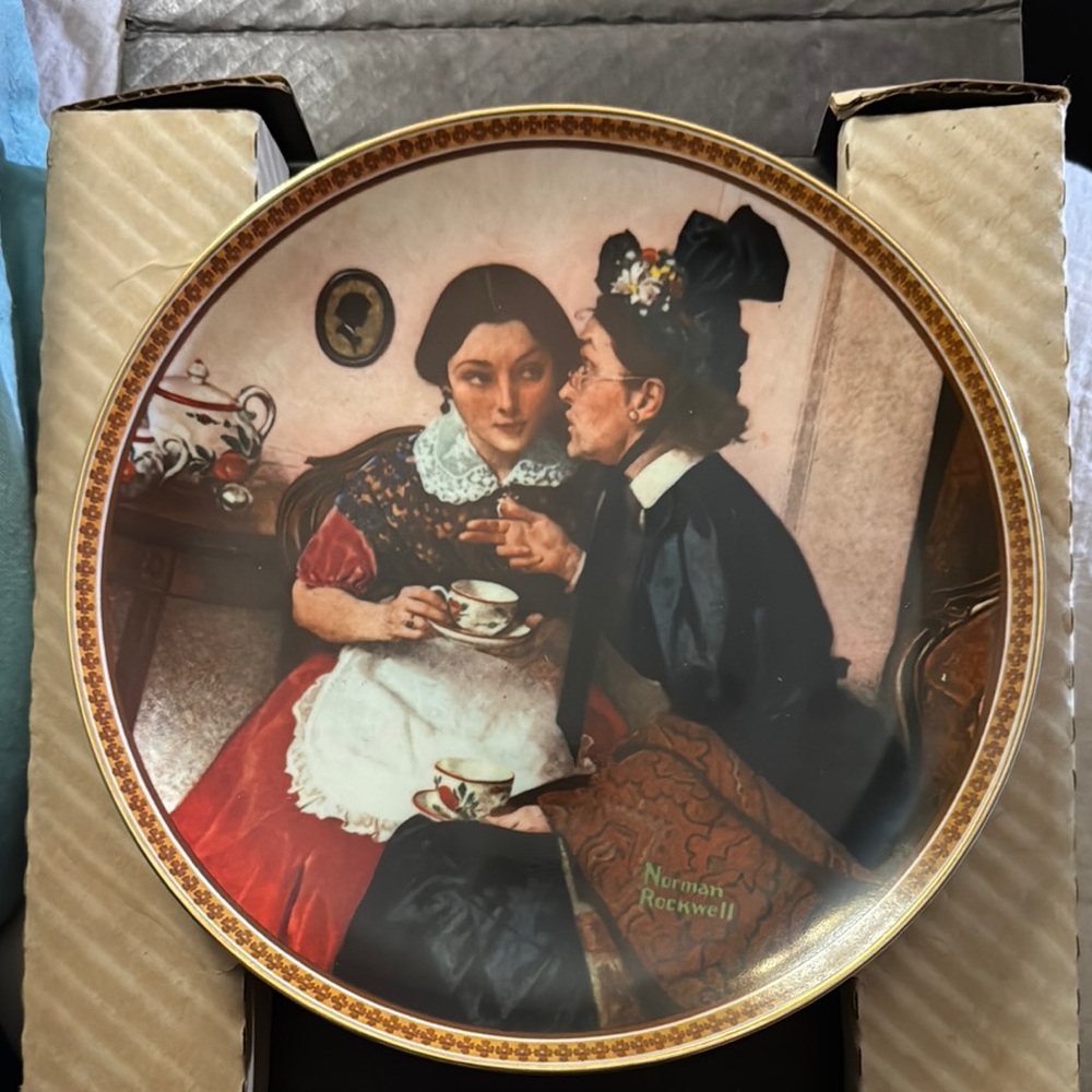 NORMAN ROCKWELL “GOSSIPING IN THE ALCOVE” Knowles China Co.